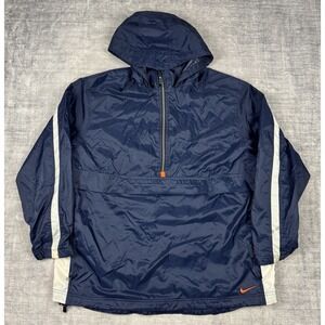 Nike Jacket Mens XL Blue Color Block Windbreaker Vtg 90s Mesh Lined Kangaroo